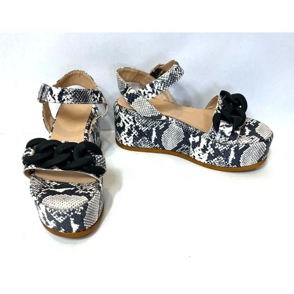 Beutiisoles Black Python Platform Sandals Matte B… - image 2